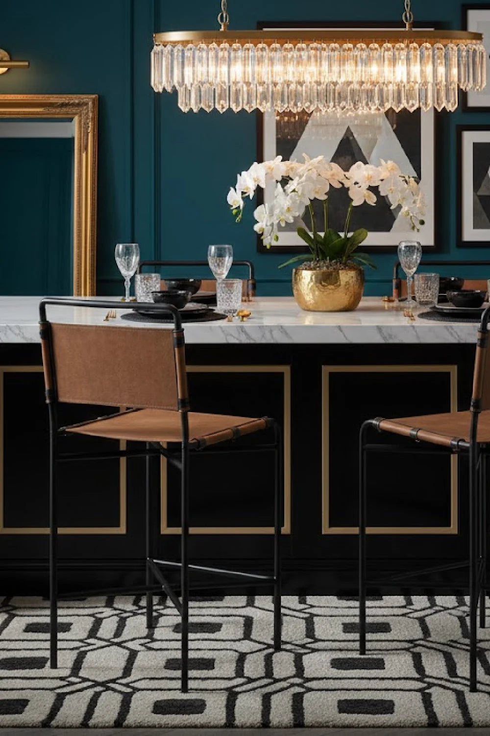 Luxury Upholstered Modern Leather Counter Stools European Style for Villa