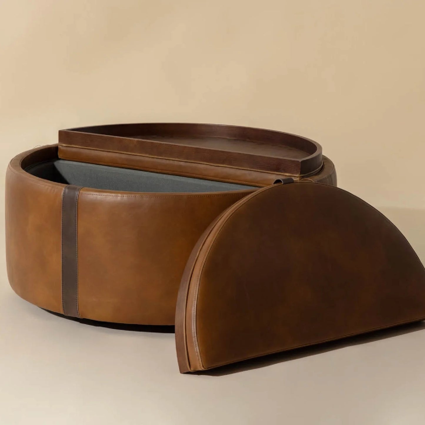 Luxury Upholstered Modern Leather Ottoman European Style for Villa