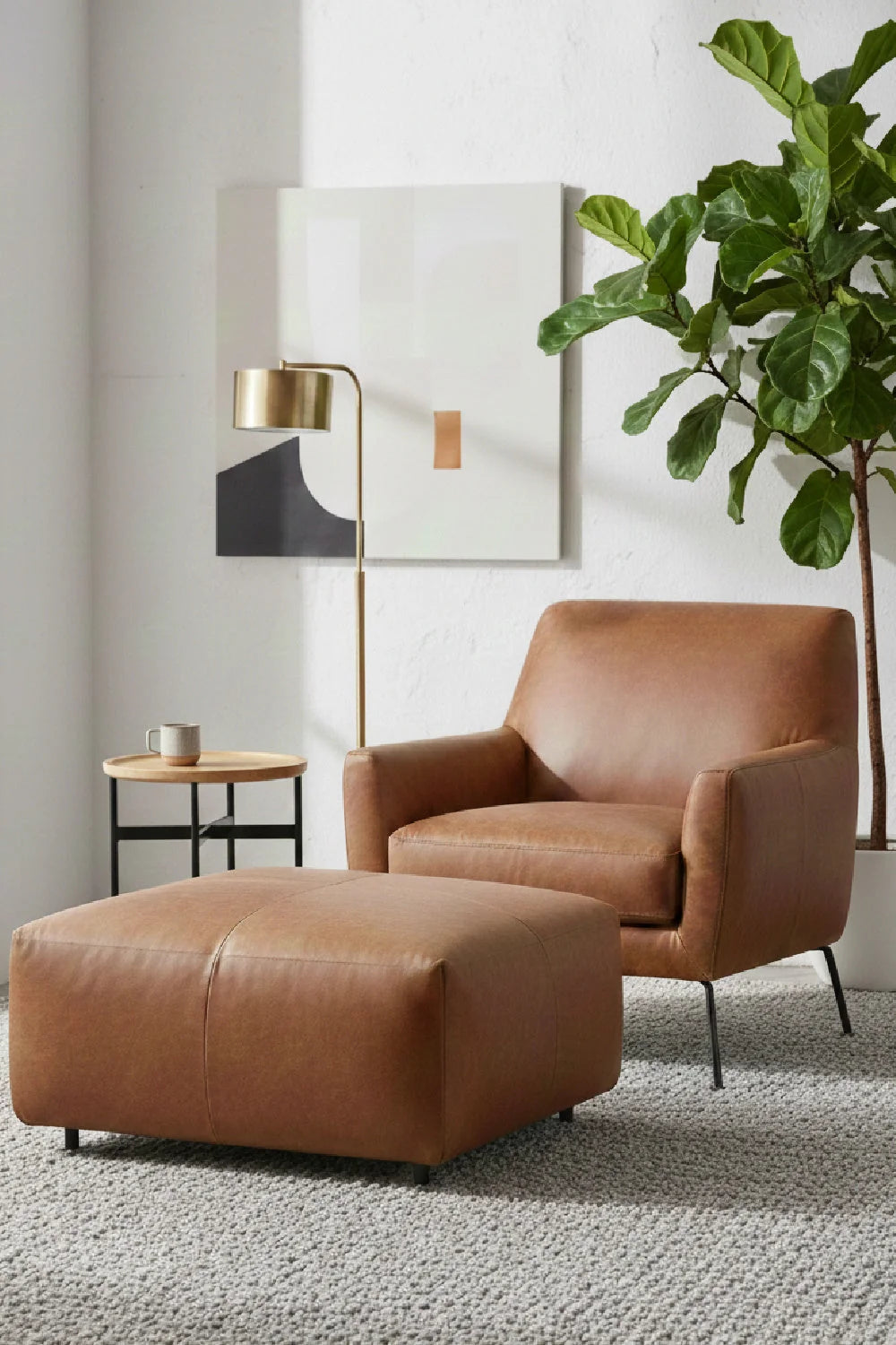 Luxury Upholstered Modern Leather Ottoman European Style for Villa