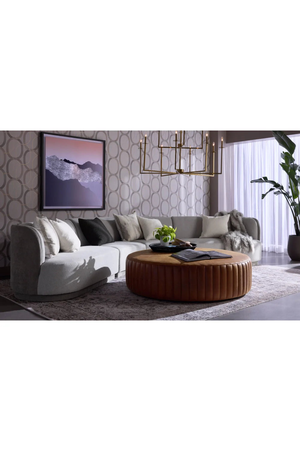 Luxury Upholstered Modern Leather Ottoman European Style for Villa