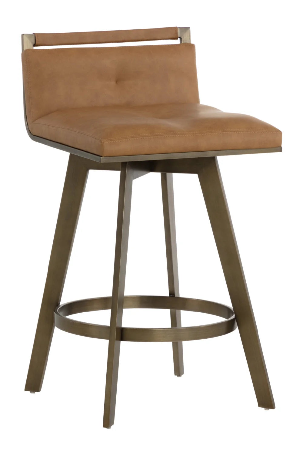 Luxury Upholstered Modern Leather Swivel Counter Stool European Style for Villa