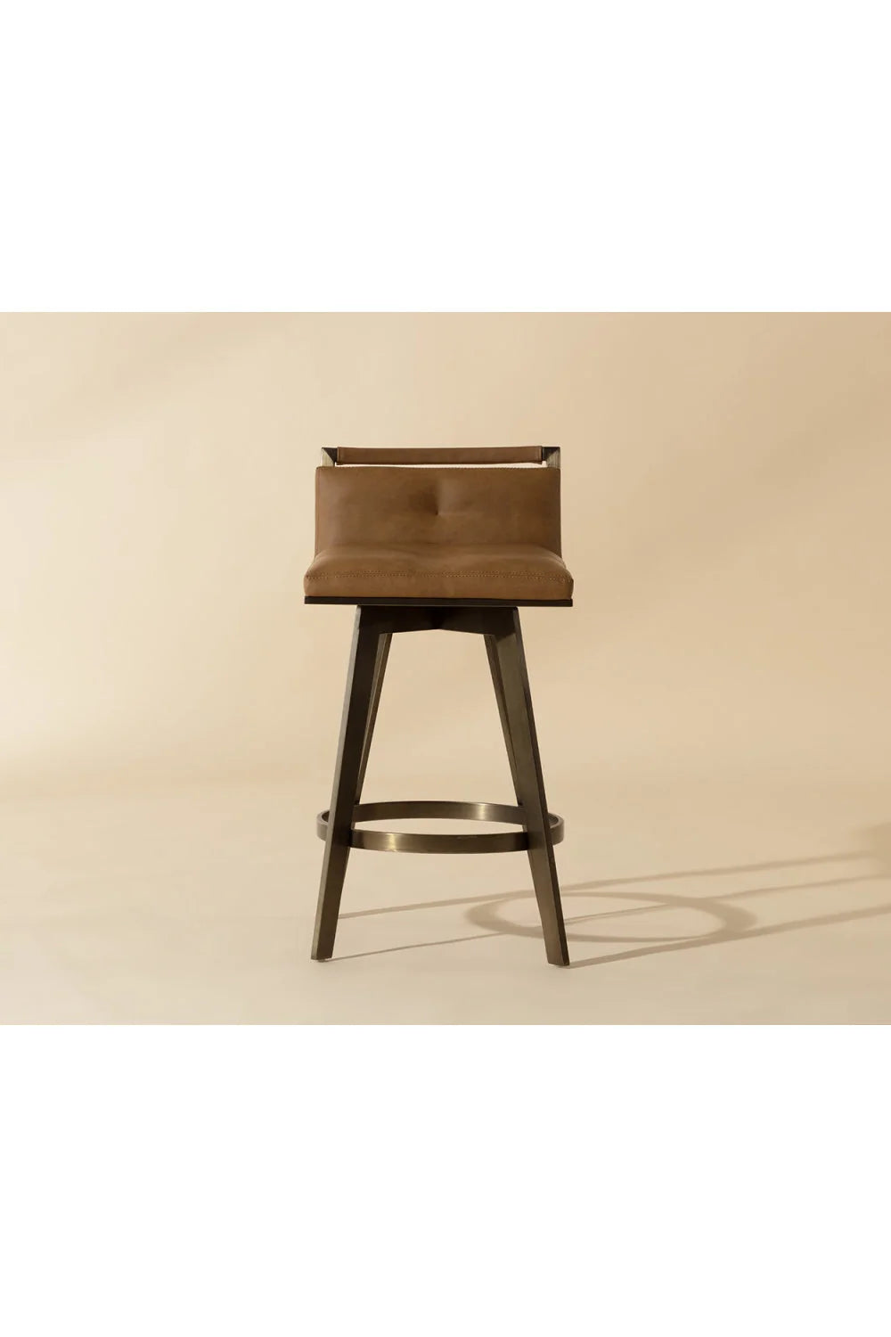 Luxury Upholstered Modern Leather Swivel Counter Stool European Style for Villa