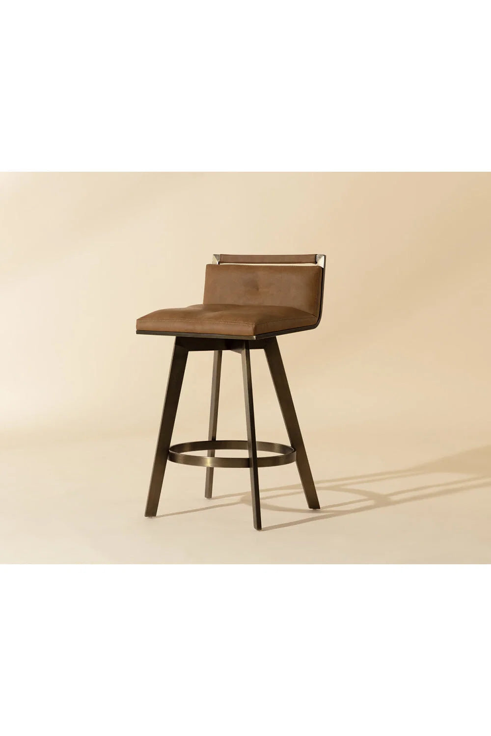 Luxury Upholstered Modern Leather Swivel Counter Stool European Style for Villa