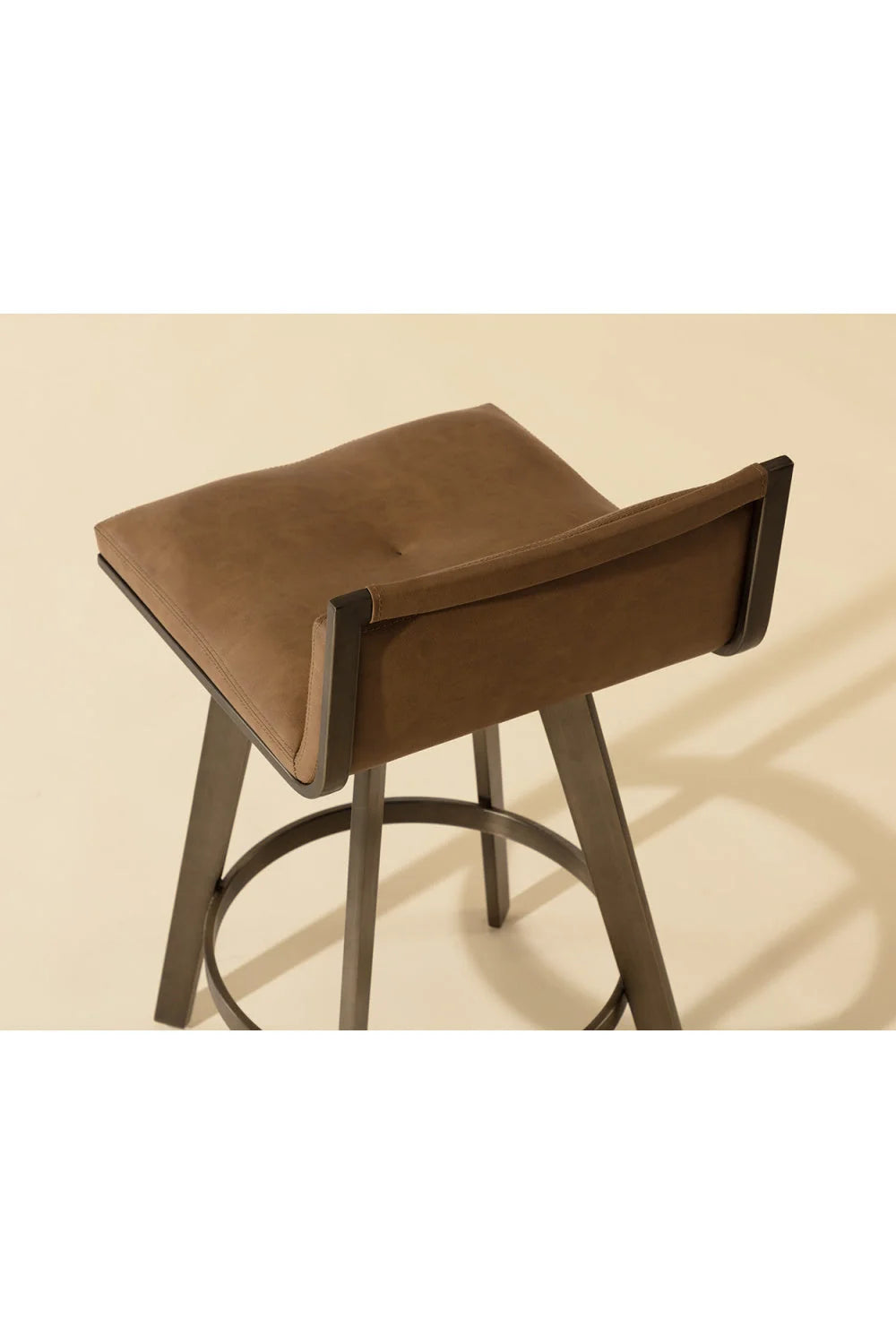 Luxury Upholstered Modern Leather Swivel Counter Stool European Style for Villa