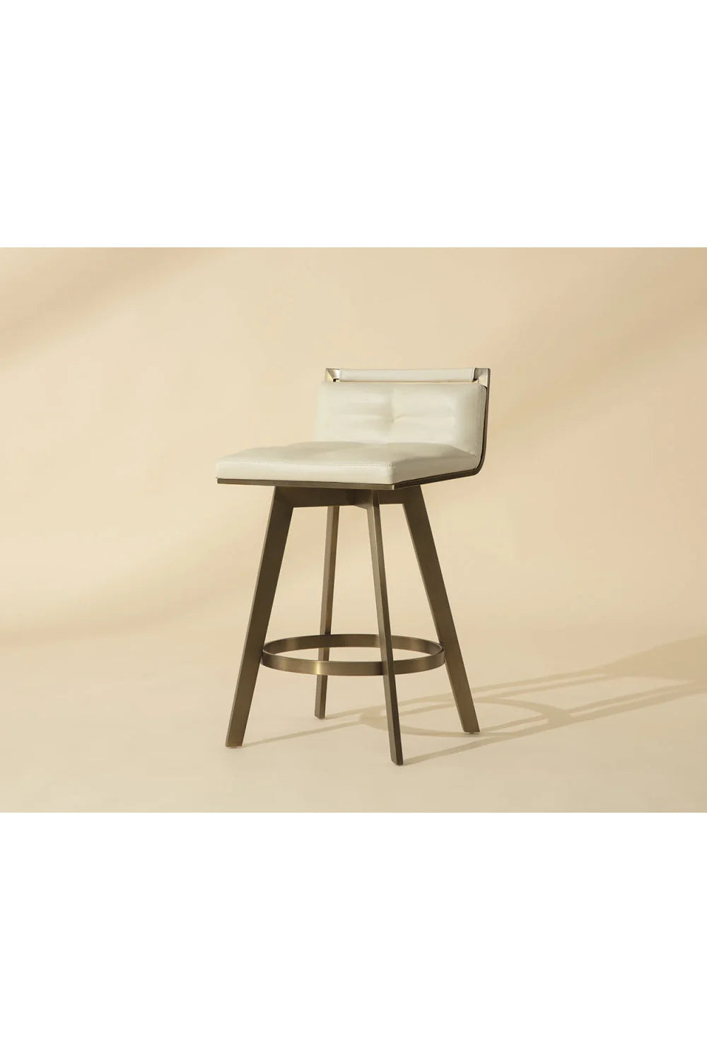 Luxury Upholstered Modern Leather Swivel Counter Stool European Style for Villa