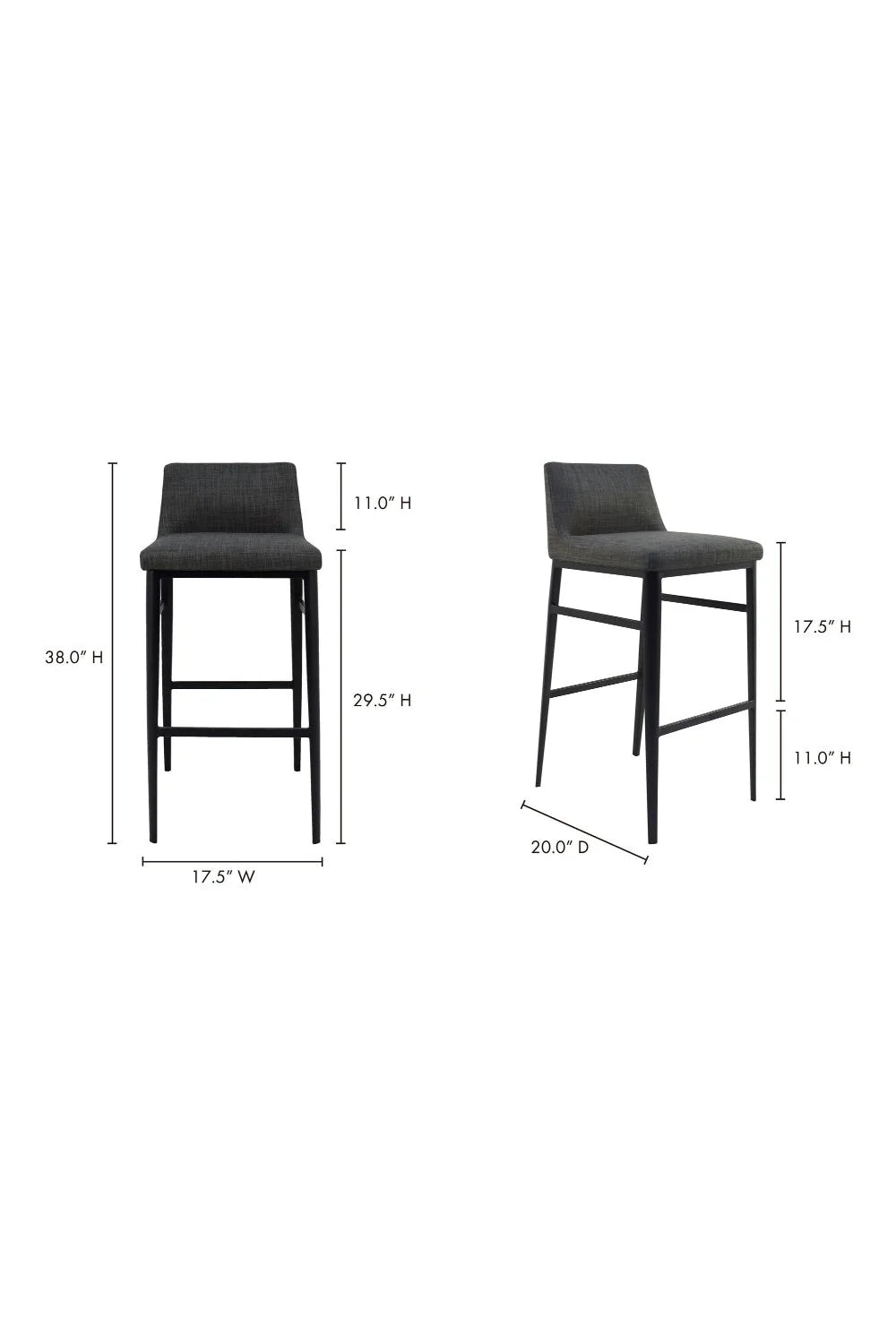 Luxury Upholstered Modern Low-Back Bar Stool European Style for Villa