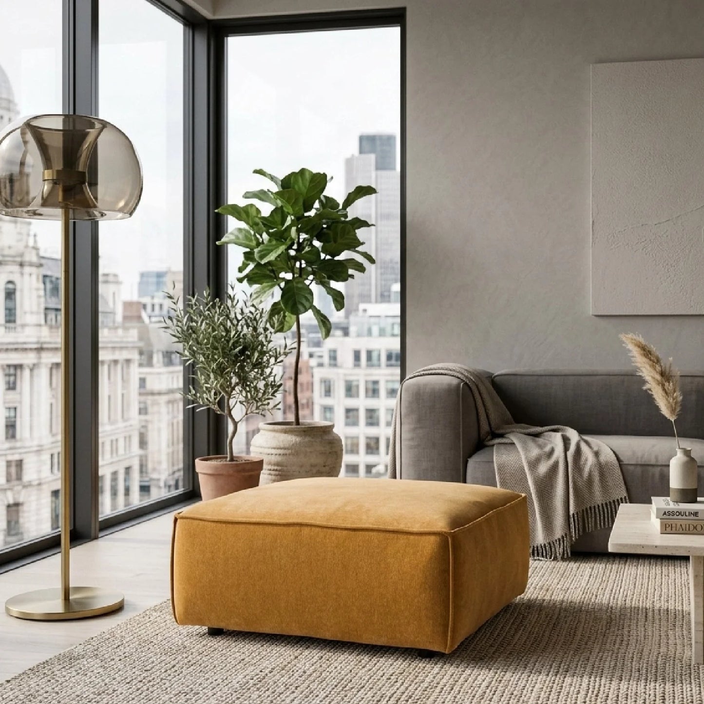 Luxury Upholstered Modern Modular Ottoman European Style for Villa