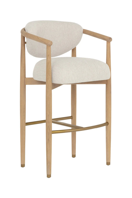 Luxury Upholstered Modern Oak Bar Stool European Style for Villa