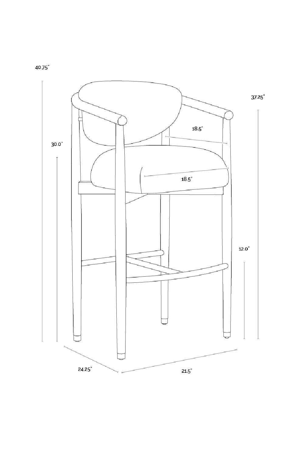 Luxury Upholstered Modern Oak Bar Stool European Style for Villa