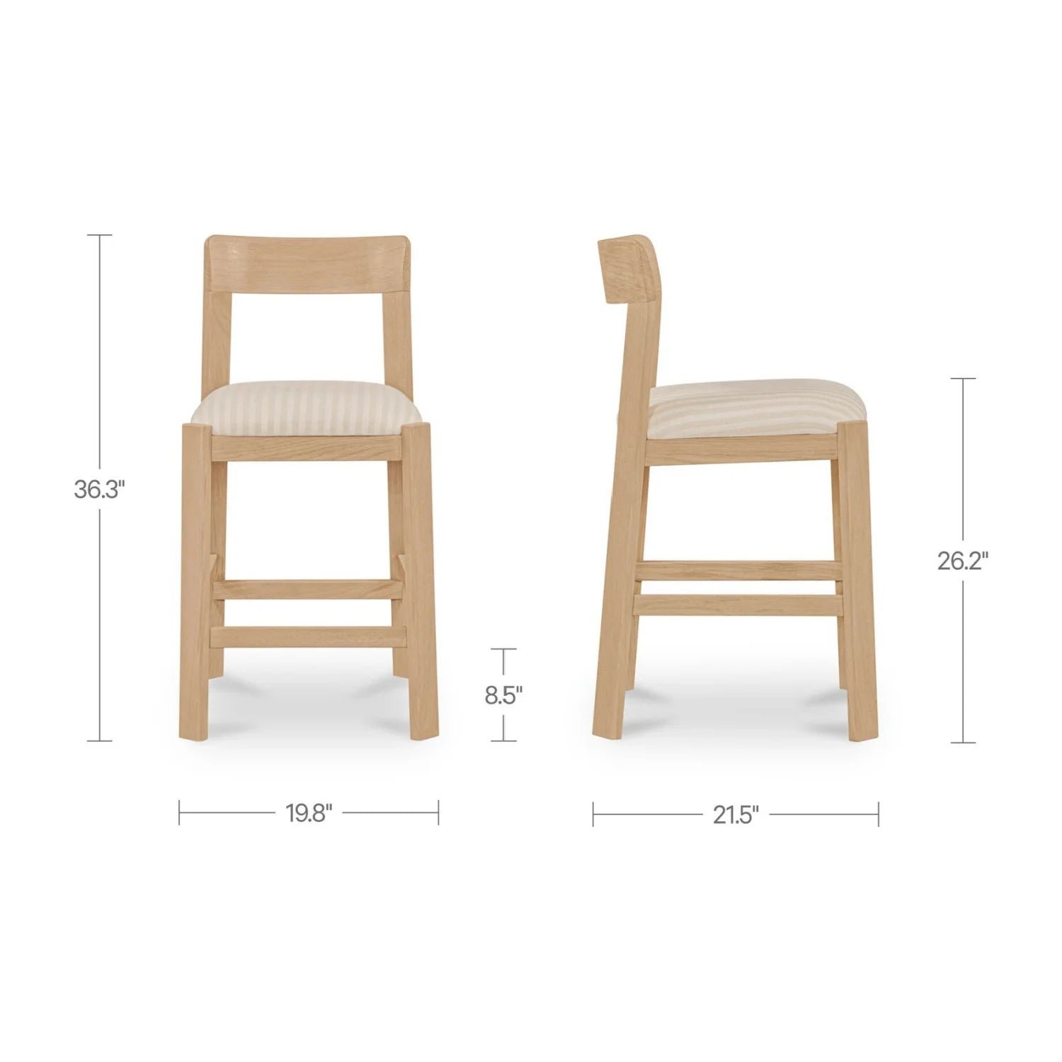 Luxury Upholstered Modern Oak Counter Stool European Style for Villa
