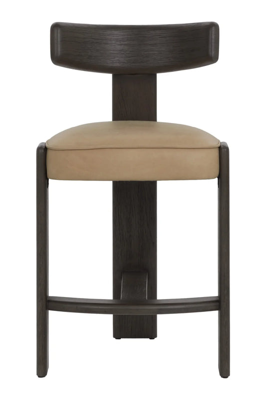 Luxury Upholstered Modern Oak Counter Stool European Style for Villa