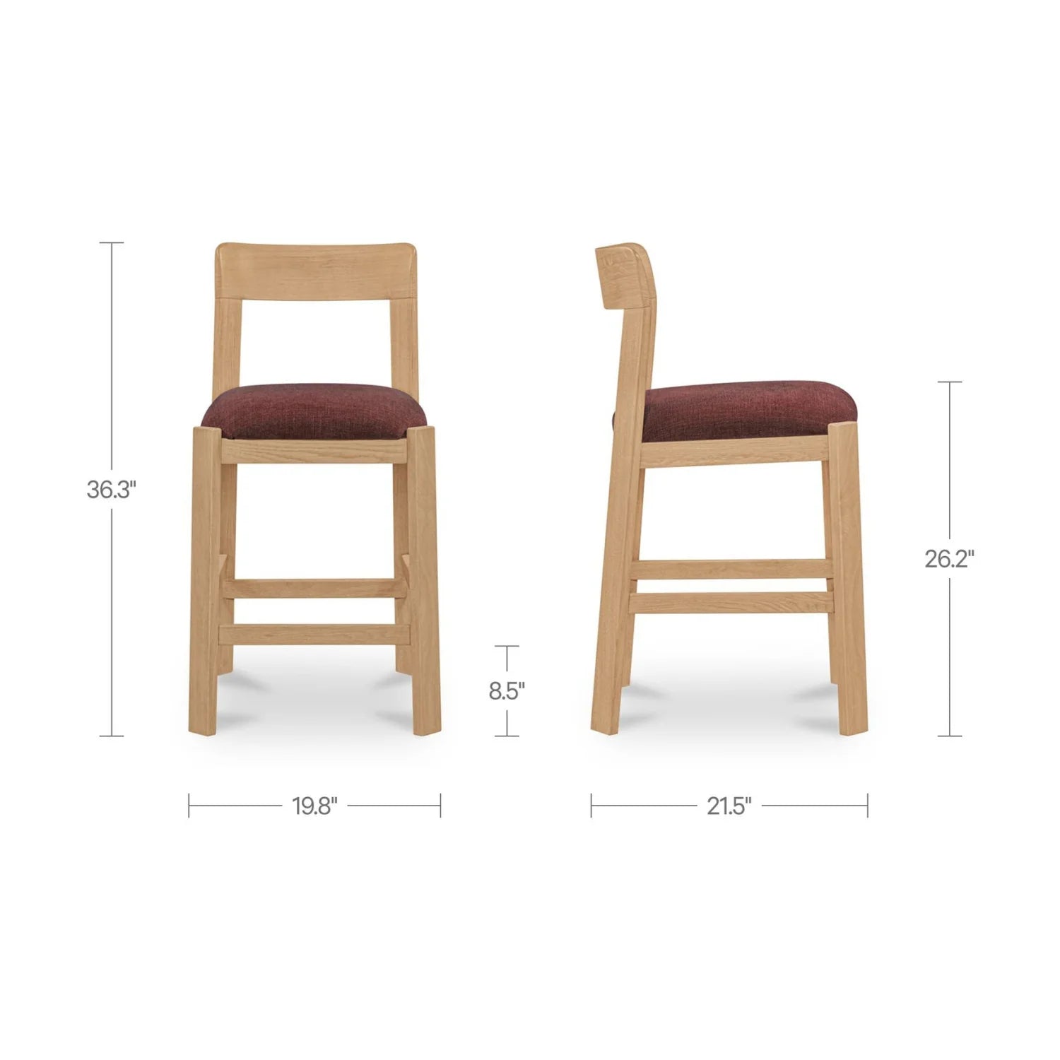Luxury Upholstered Modern Oak Counter Stool European Style for Villa