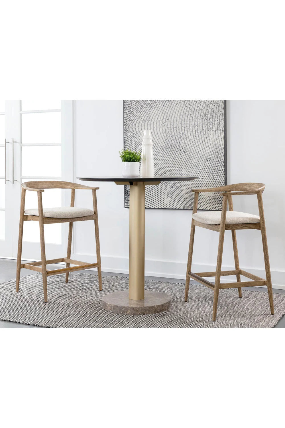 Luxury Upholstered Modern Oak Counter Stool European Style for Villa