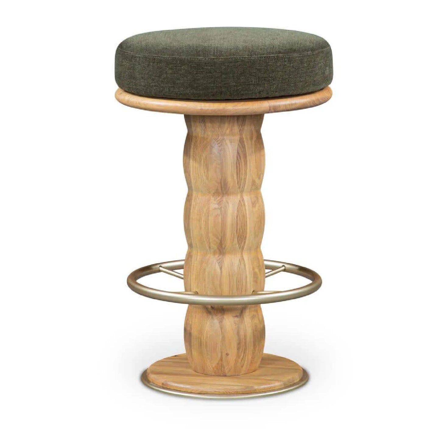 Luxury Upholstered Modern Oak Swivel Counter Stool European Style for Villa