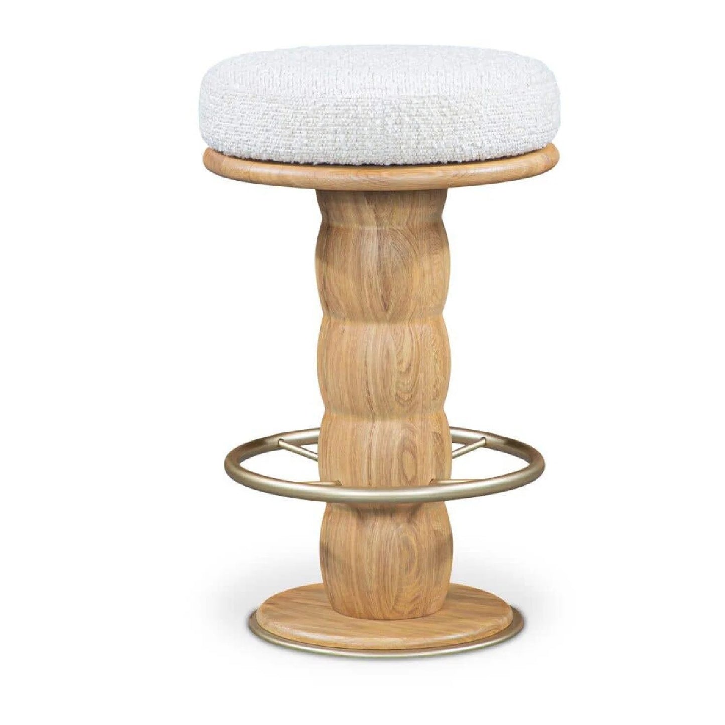 Luxury Upholstered Modern Oak Swivel Counter Stool European Style for Villa