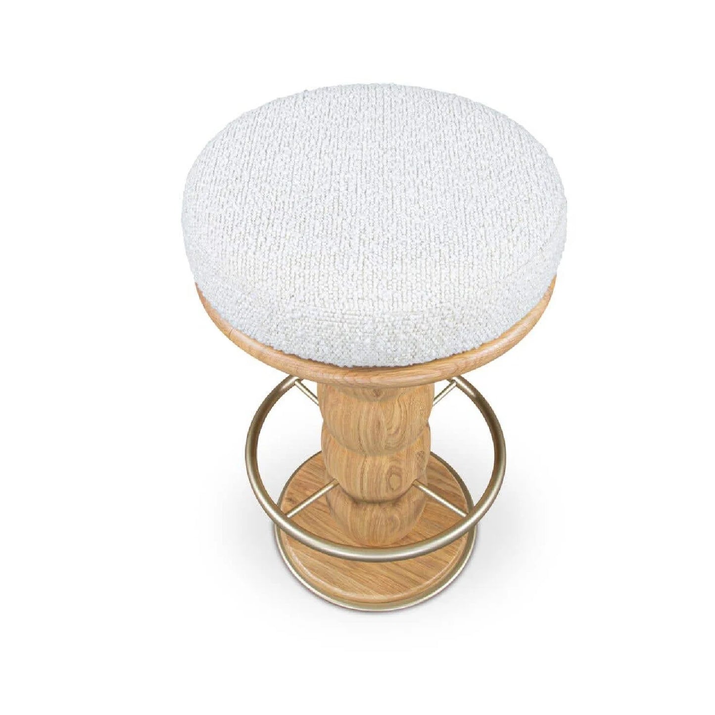 Luxury Upholstered Modern Oak Swivel Counter Stool European Style for Villa