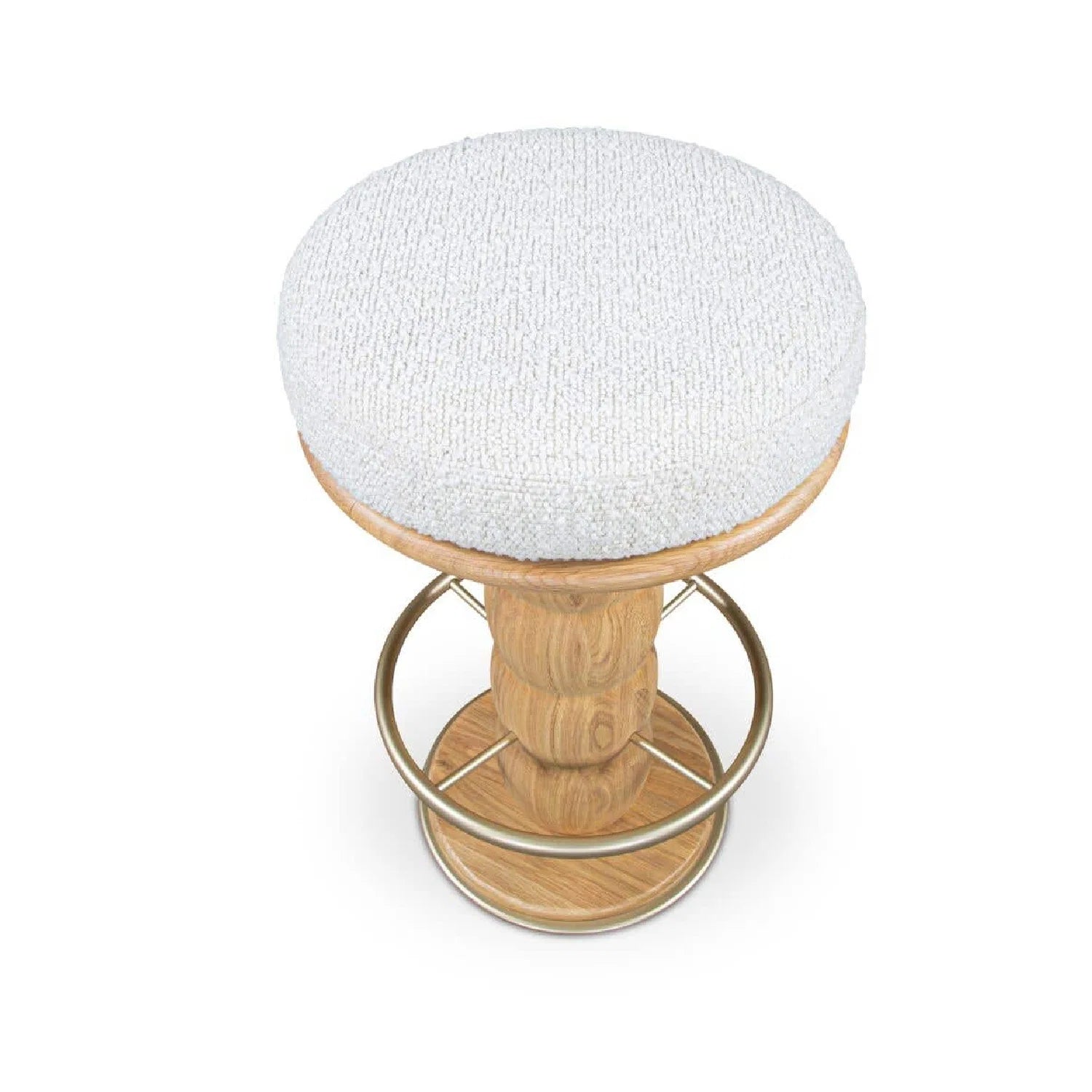 Luxury Upholstered Modern Oak Swivel Counter Stool European Style for Villa