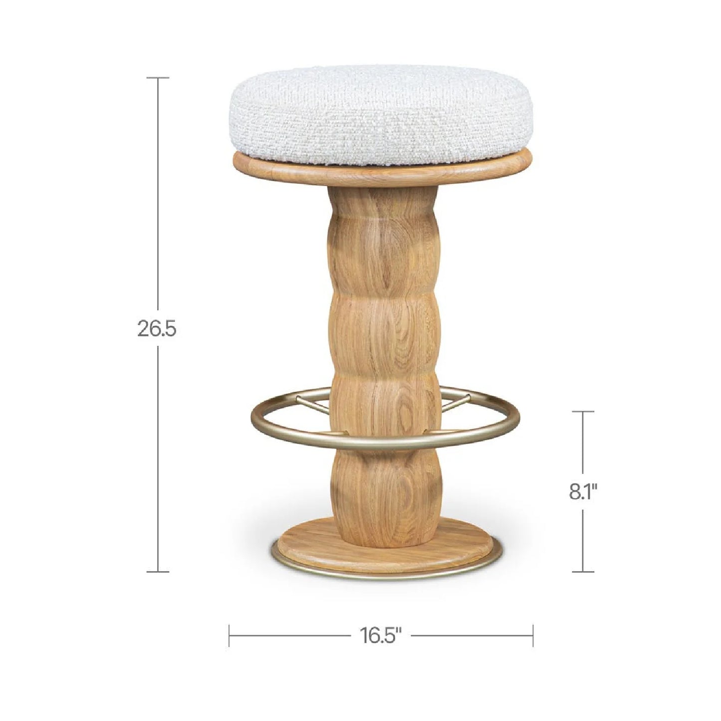 Luxury Upholstered Modern Oak Swivel Counter Stool European Style for Villa