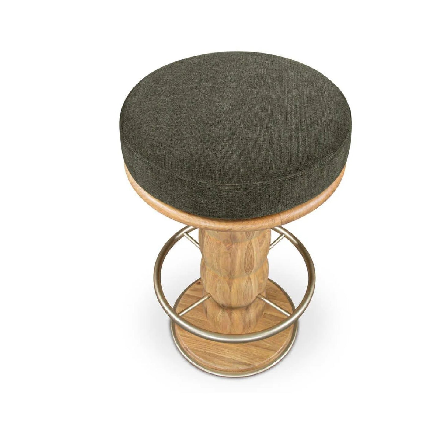 Luxury Upholstered Modern Oak Swivel Counter Stool European Style for Villa