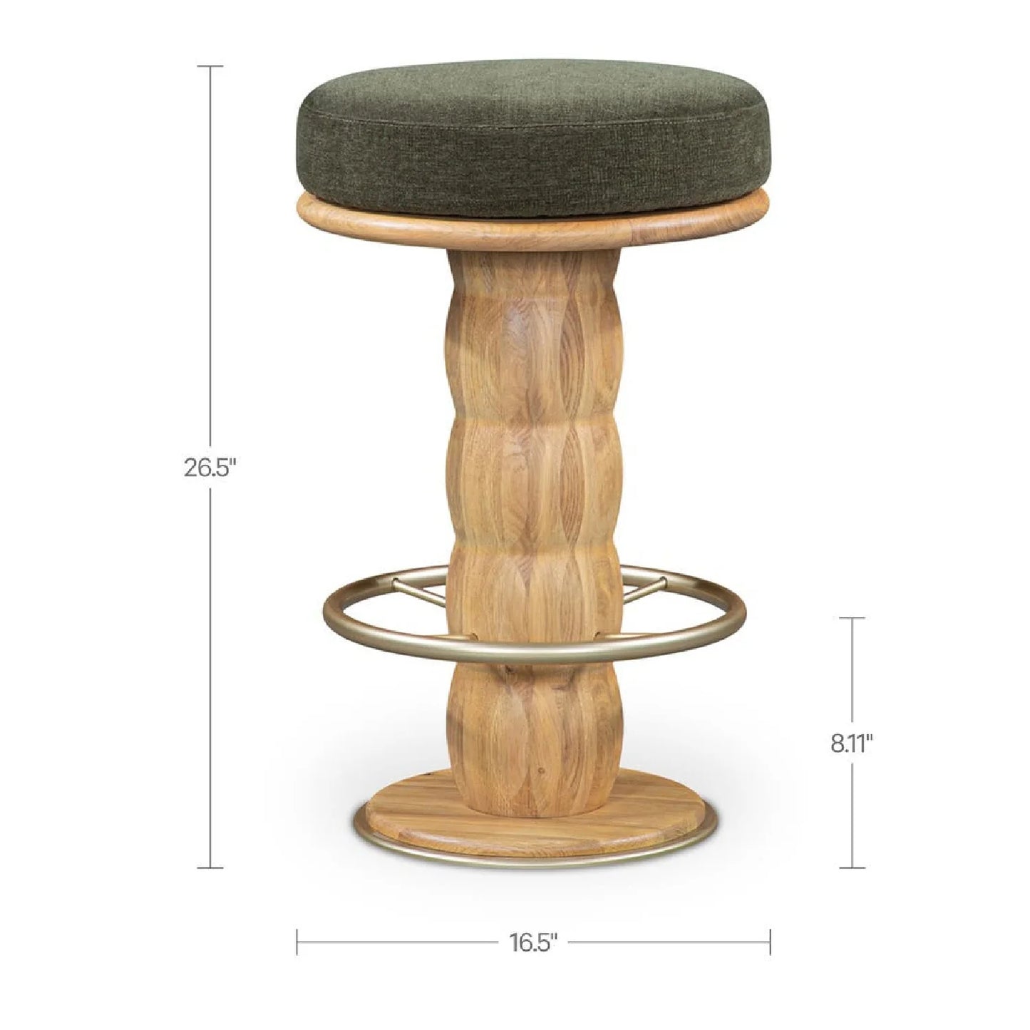 Luxury Upholstered Modern Oak Swivel Counter Stool European Style for Villa