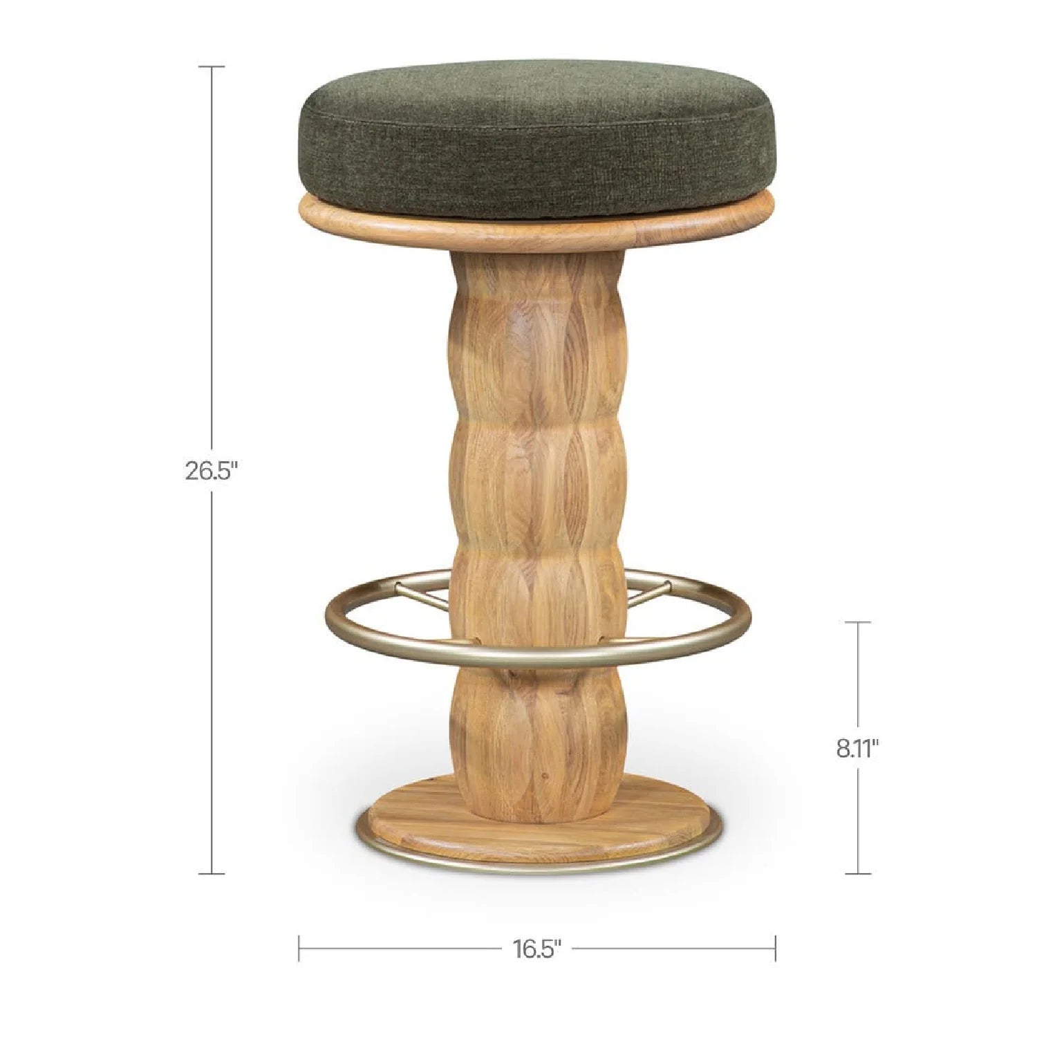 Luxury Upholstered Modern Oak Swivel Counter Stool European Style for Villa