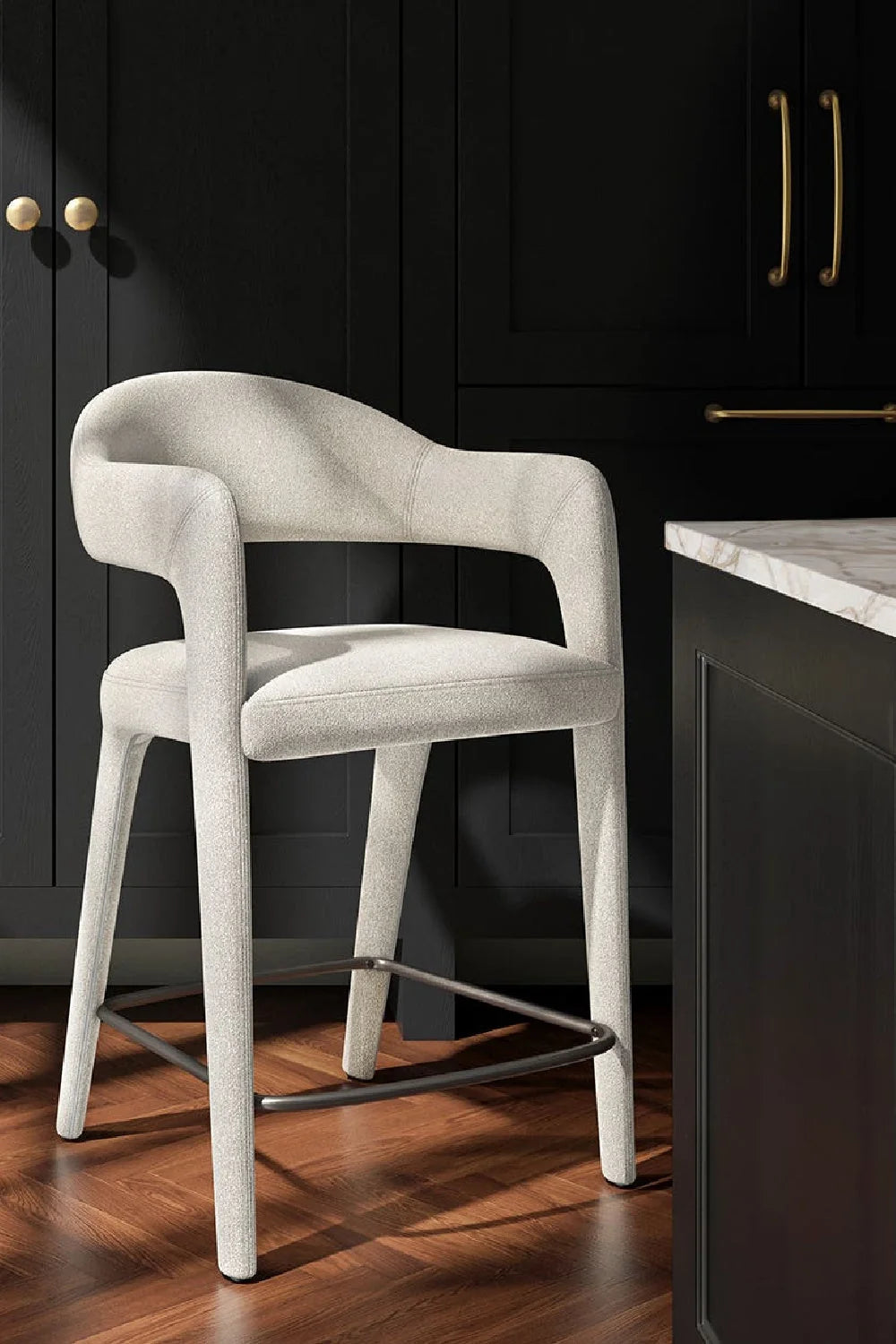 Luxury Upholstered Modern Open Barrel Counter Stool European Style for Villa