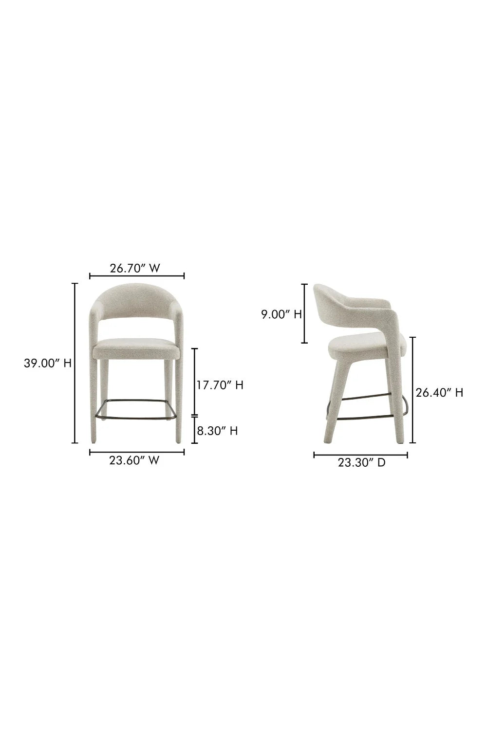 Luxury Upholstered Modern Open Barrel Counter Stool European Style for Villa