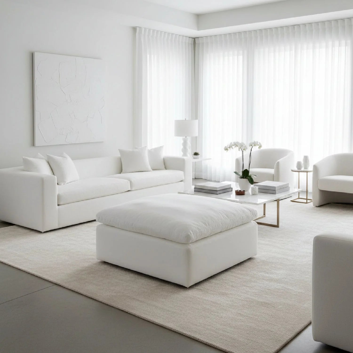 Luxury Upholstered Modern Ottoman European Style for Villa