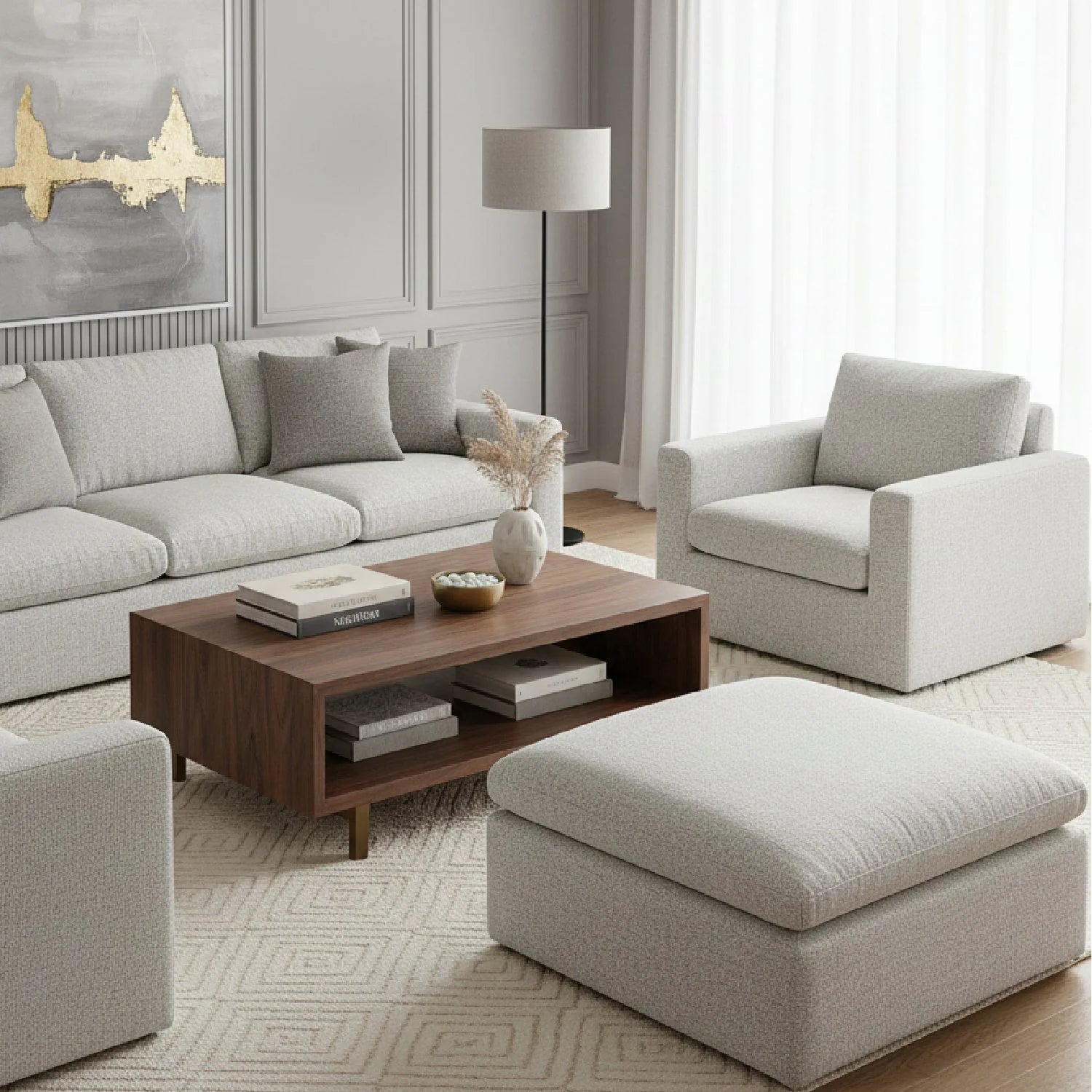 Luxury Upholstered Modern Ottoman European Style for Villa