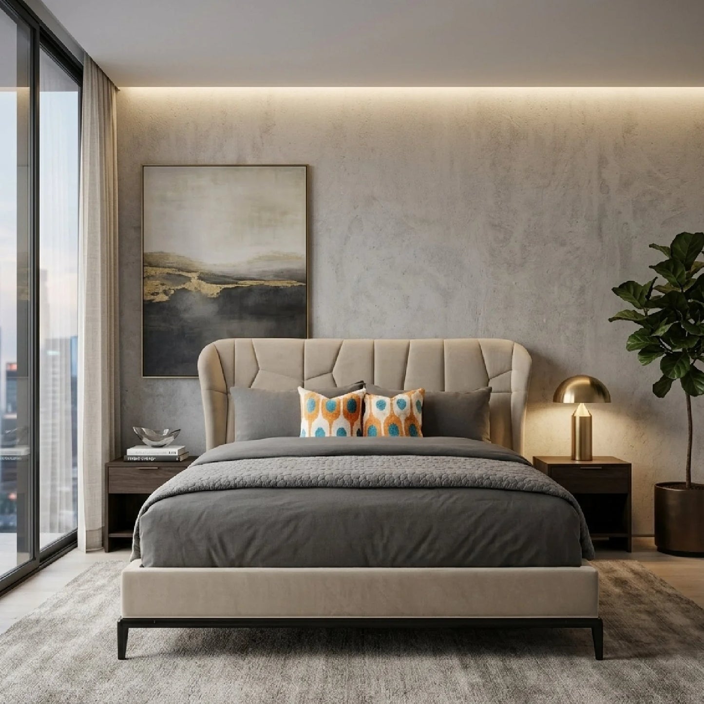 Luxury Upholstered Modern Quilted Bed European Style for Villa