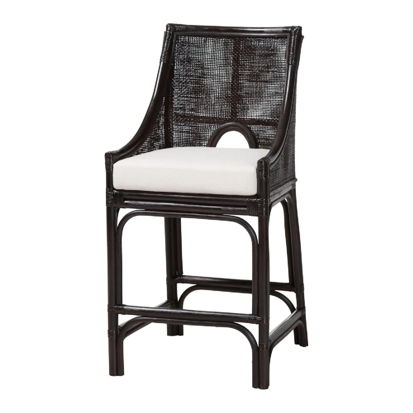 Luxury Upholstered Modern Rattan Counter Stool European Style for Villa