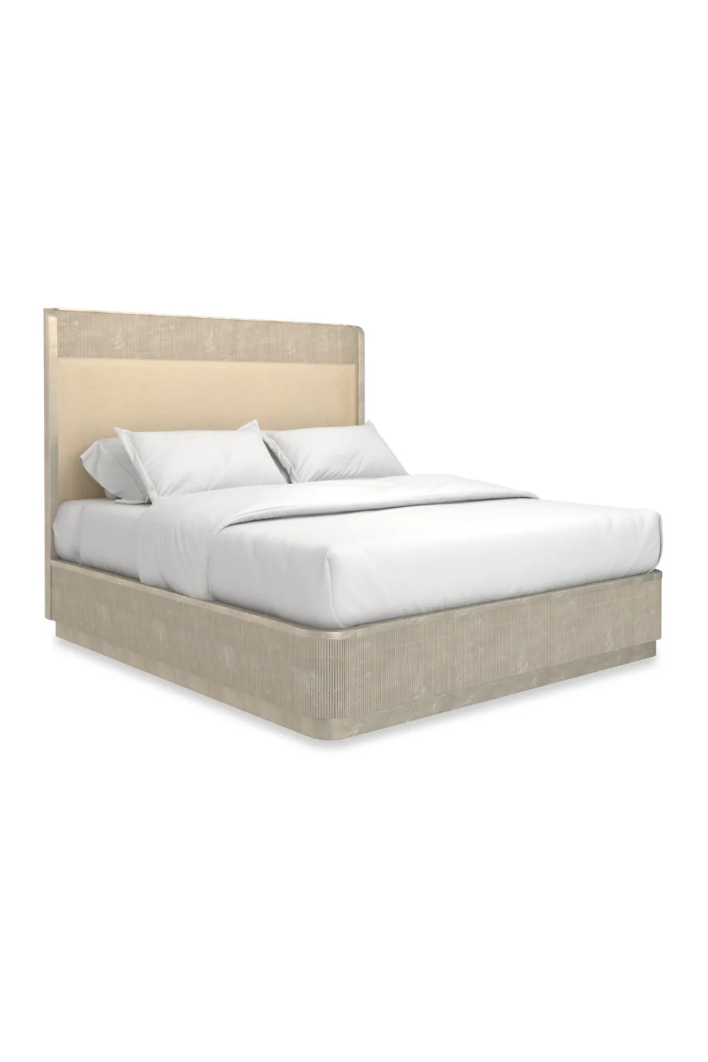 Luxury Upholstered Modern Reeded King Bed European Style for Villa