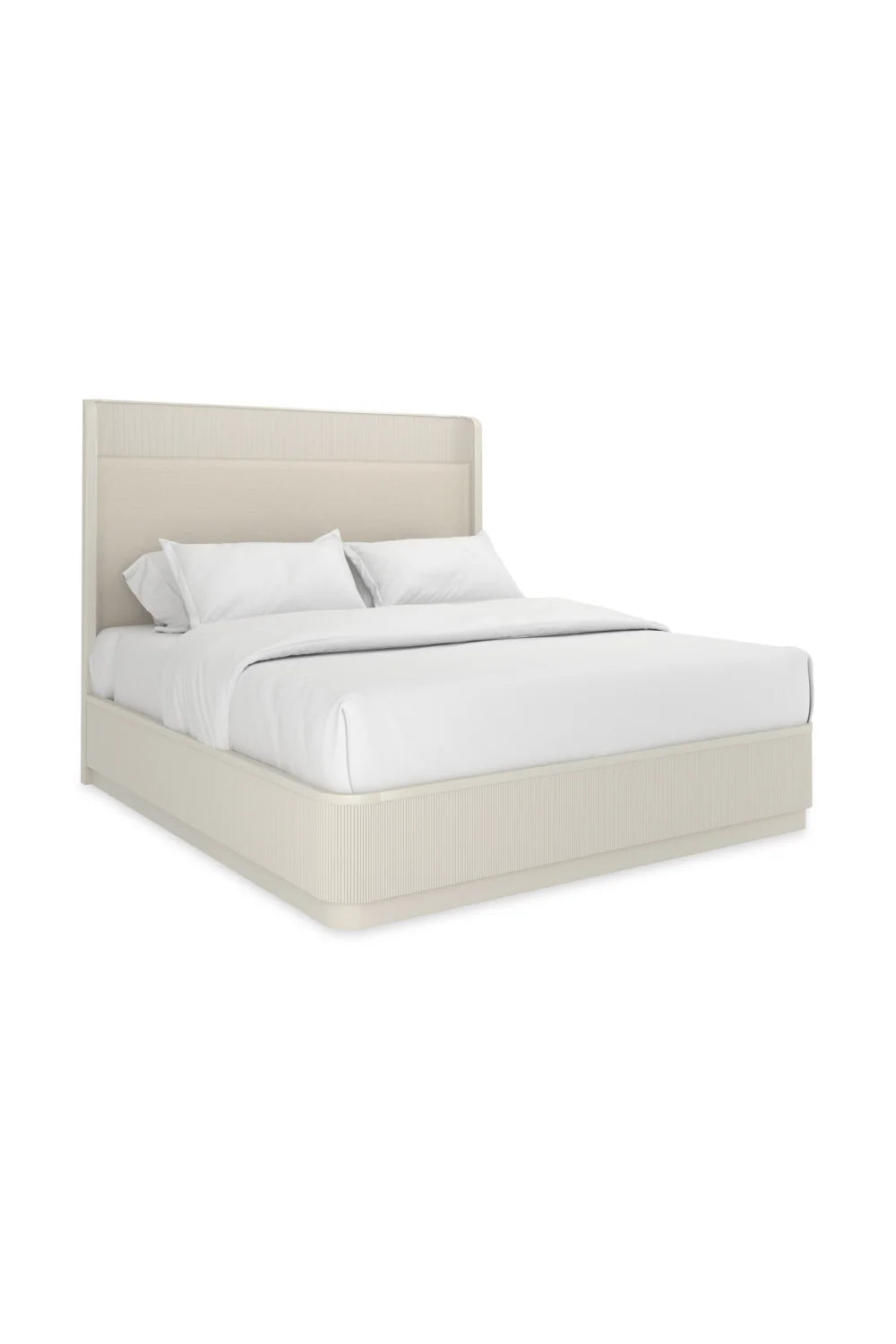 Luxury Upholstered Modern Reeded King Bed European Style for Villa