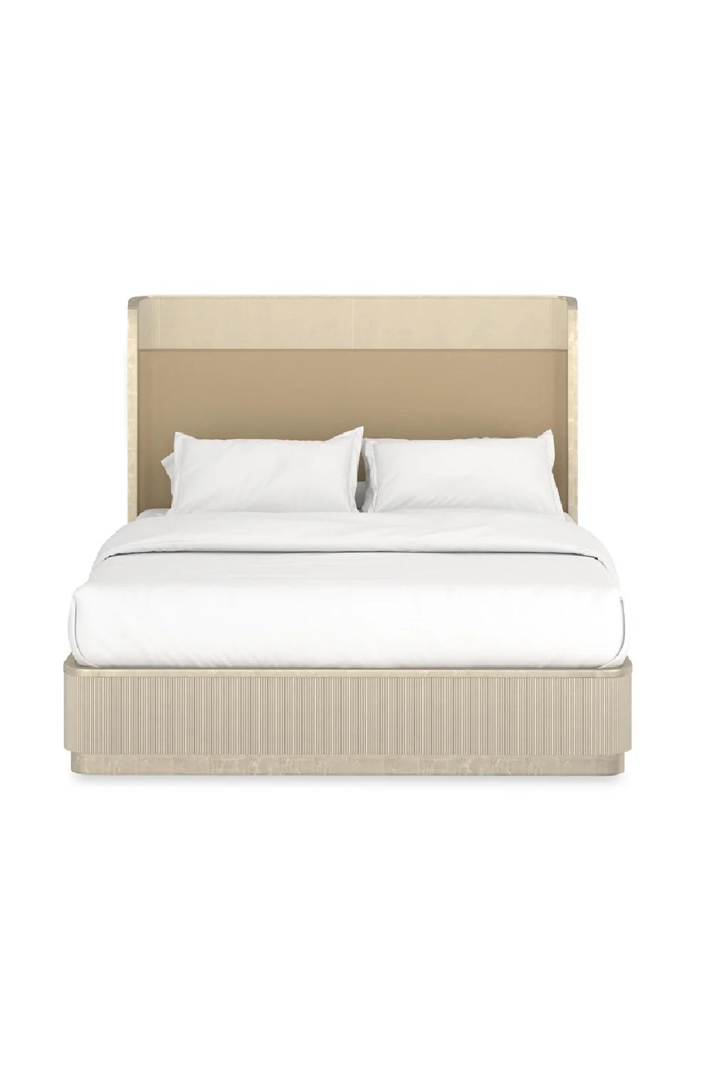 Luxury Upholstered Modern Reeded King Bed European Style for Villa