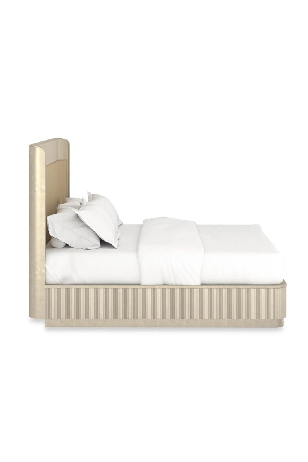 Luxury Upholstered Modern Reeded King Bed European Style for Villa