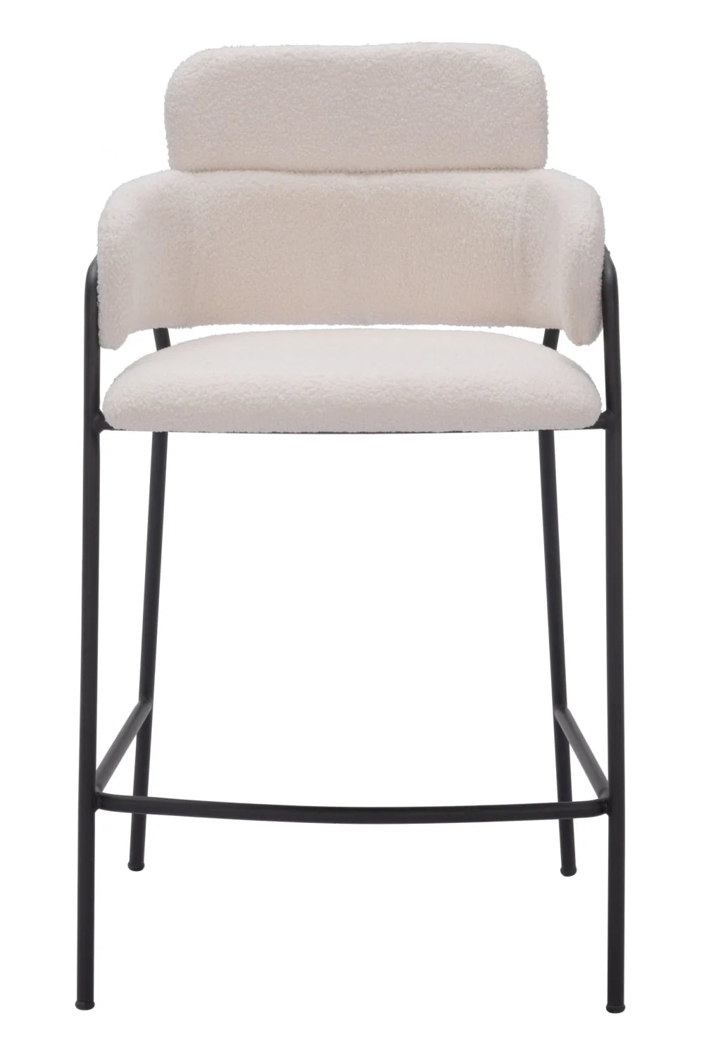 Luxury Upholstered Modern Shearling Counter Stool European Style for Villa