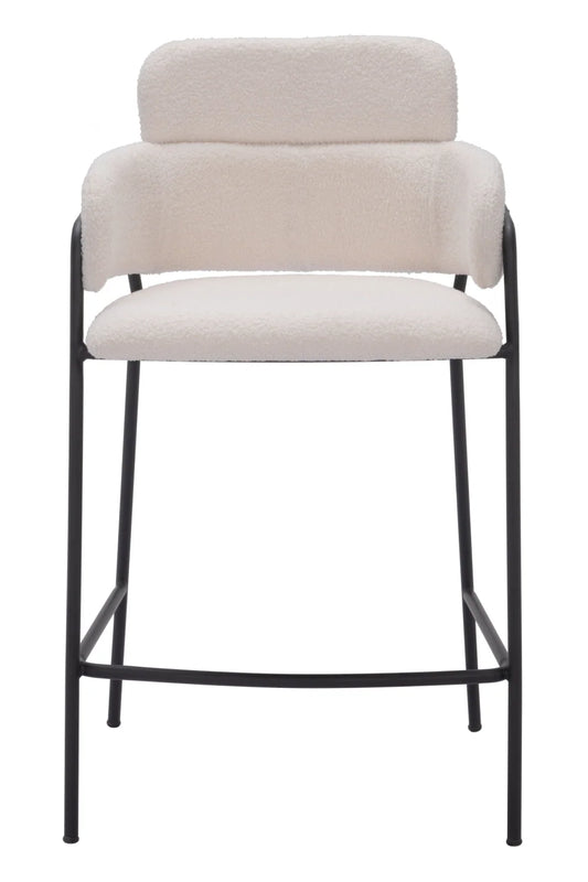 Luxury Upholstered Modern Shearling Counter Stool European Style for Villa
