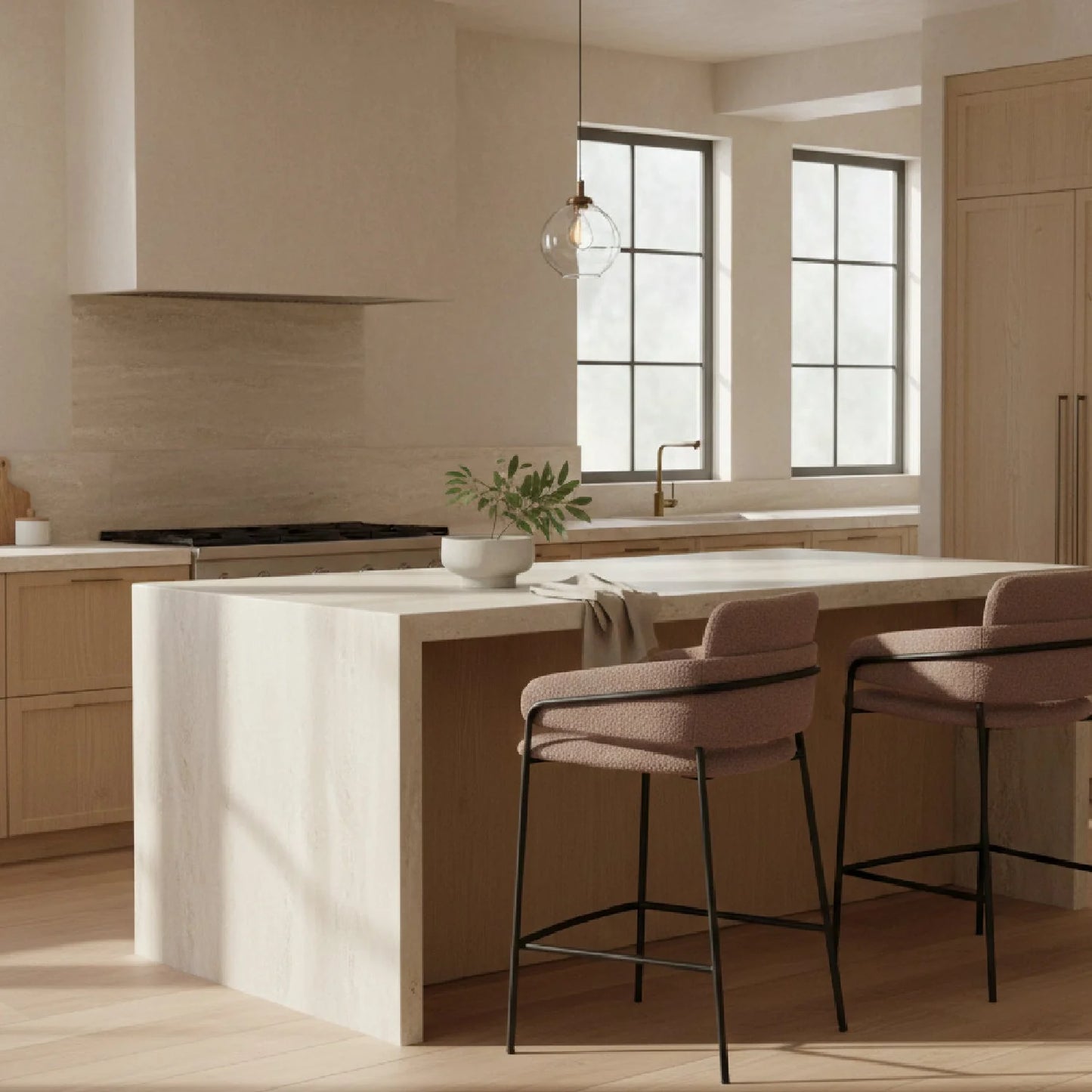 Luxury Upholstered Modern Shearling Counter Stool European Style for Villa