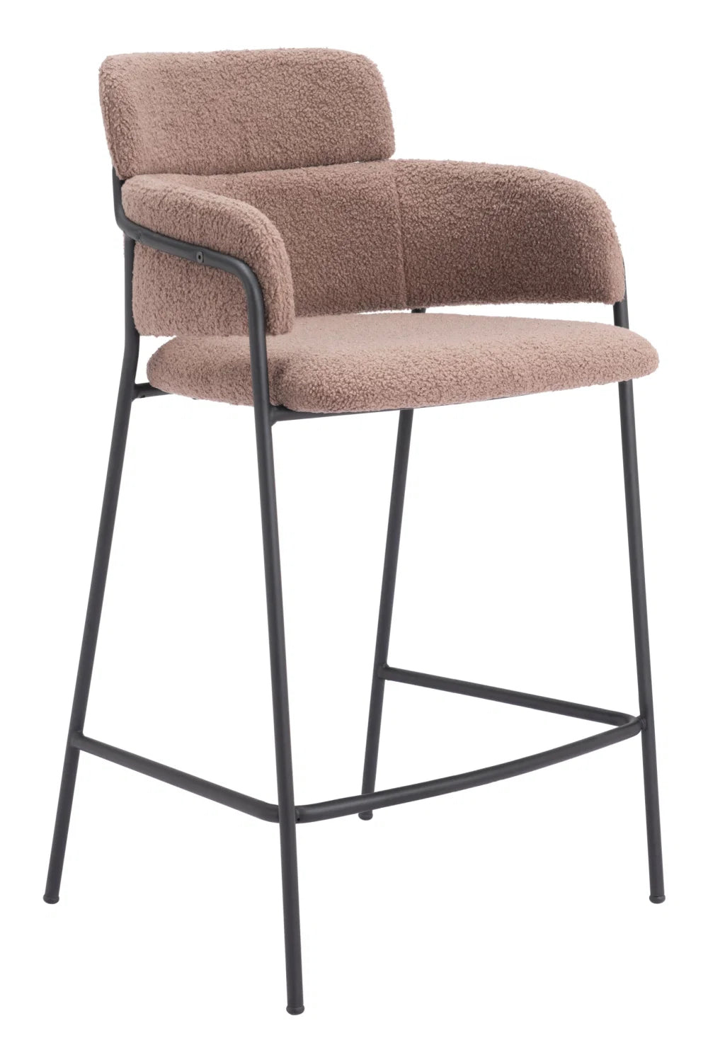Luxury Upholstered Modern Shearling Counter Stool European Style for Villa