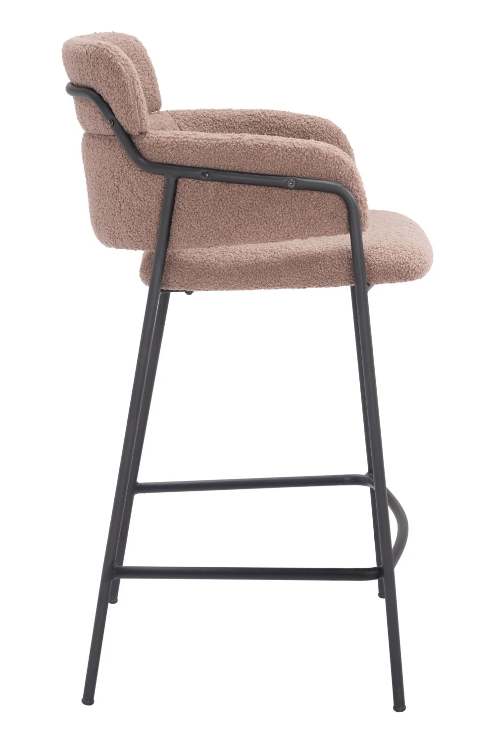 Luxury Upholstered Modern Shearling Counter Stool European Style for Villa