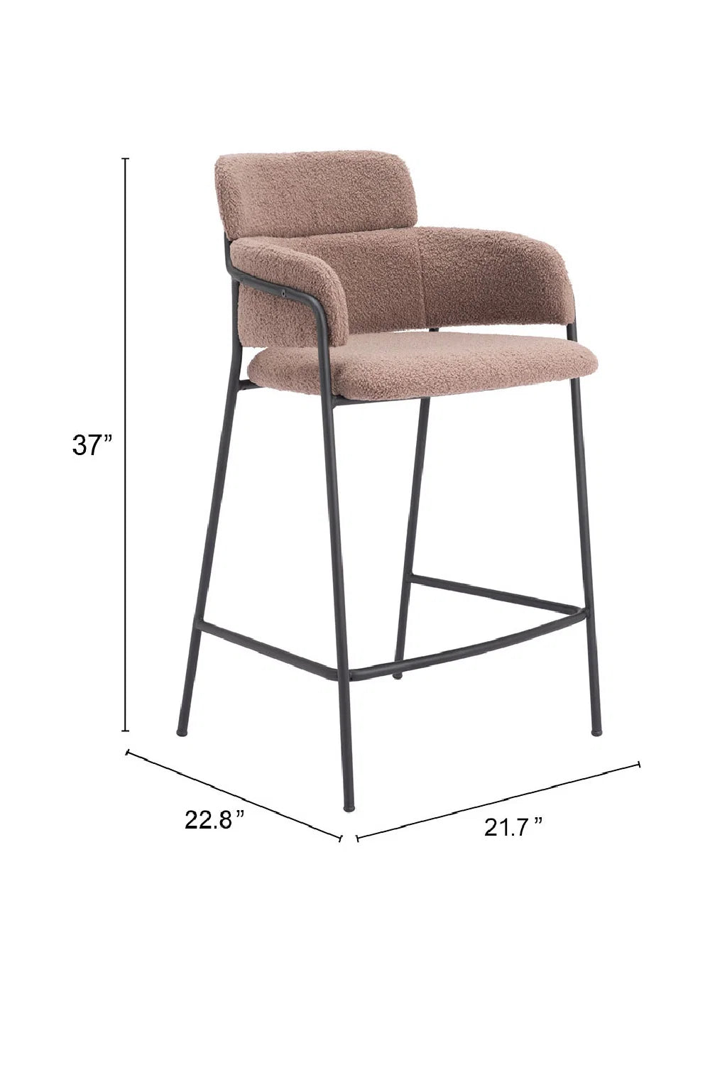 Luxury Upholstered Modern Shearling Counter Stool European Style for Villa