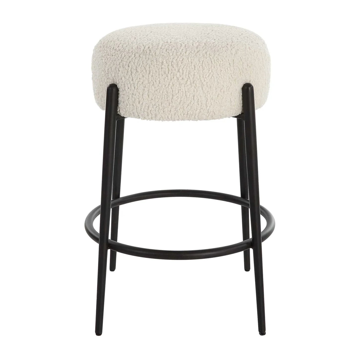 Luxury Upholstered Modern Shearling Counter Stool European Style for Villa