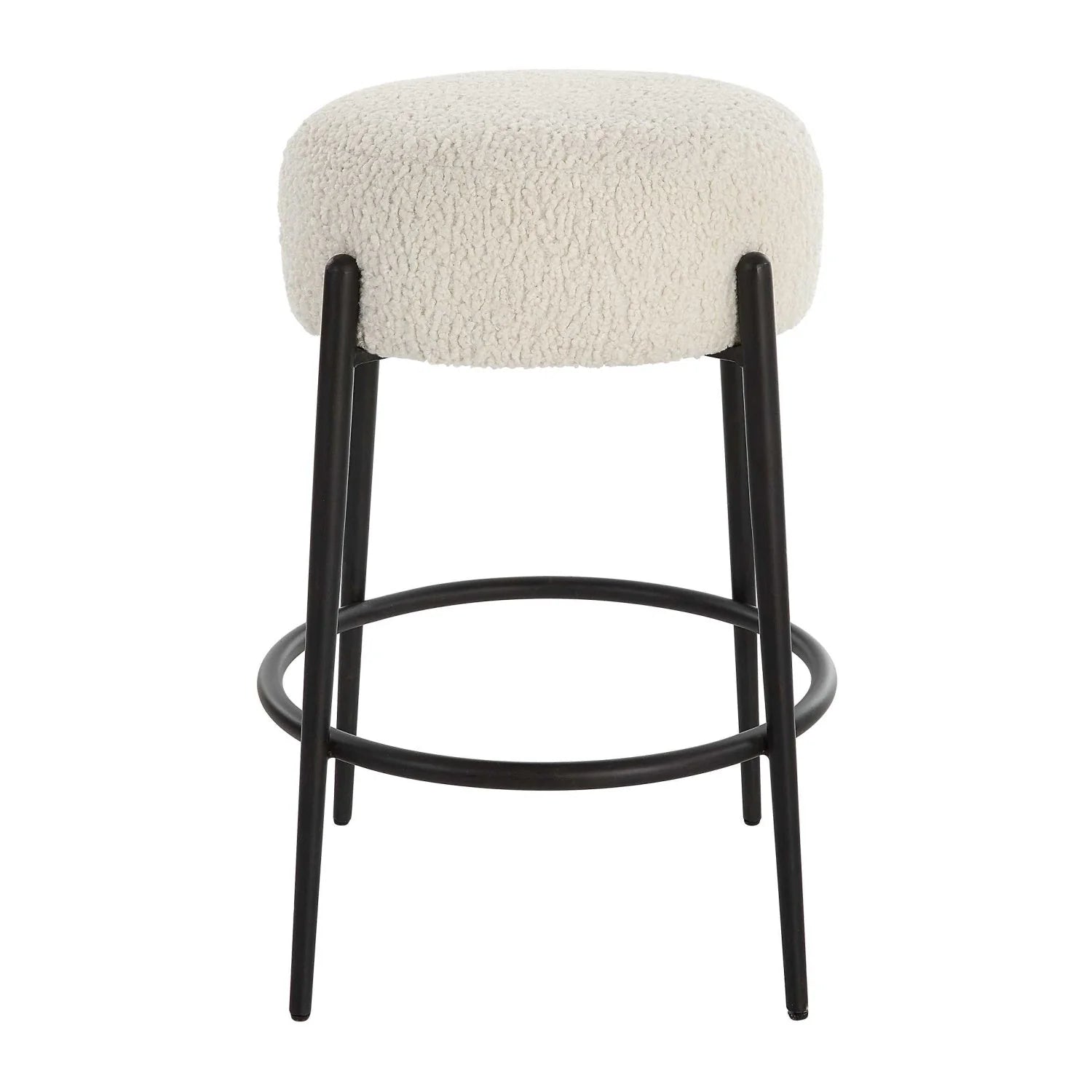 Luxury Upholstered Modern Shearling Counter Stool European Style for Villa
