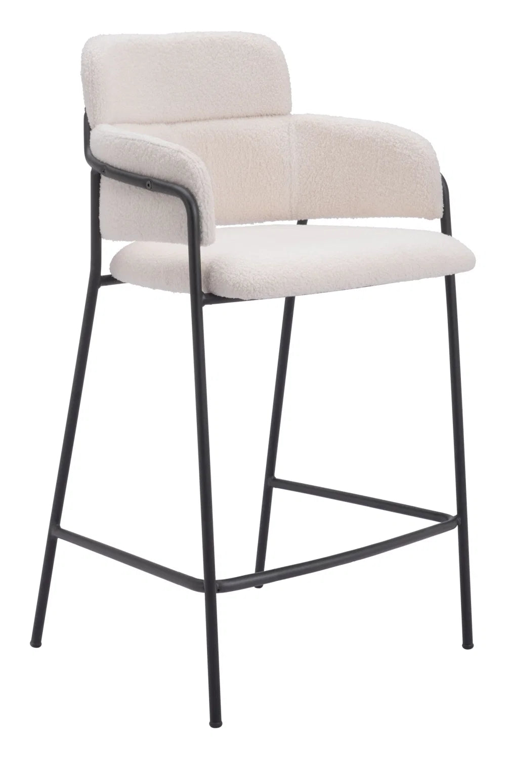 Luxury Upholstered Modern Shearling Counter Stool European Style for Villa