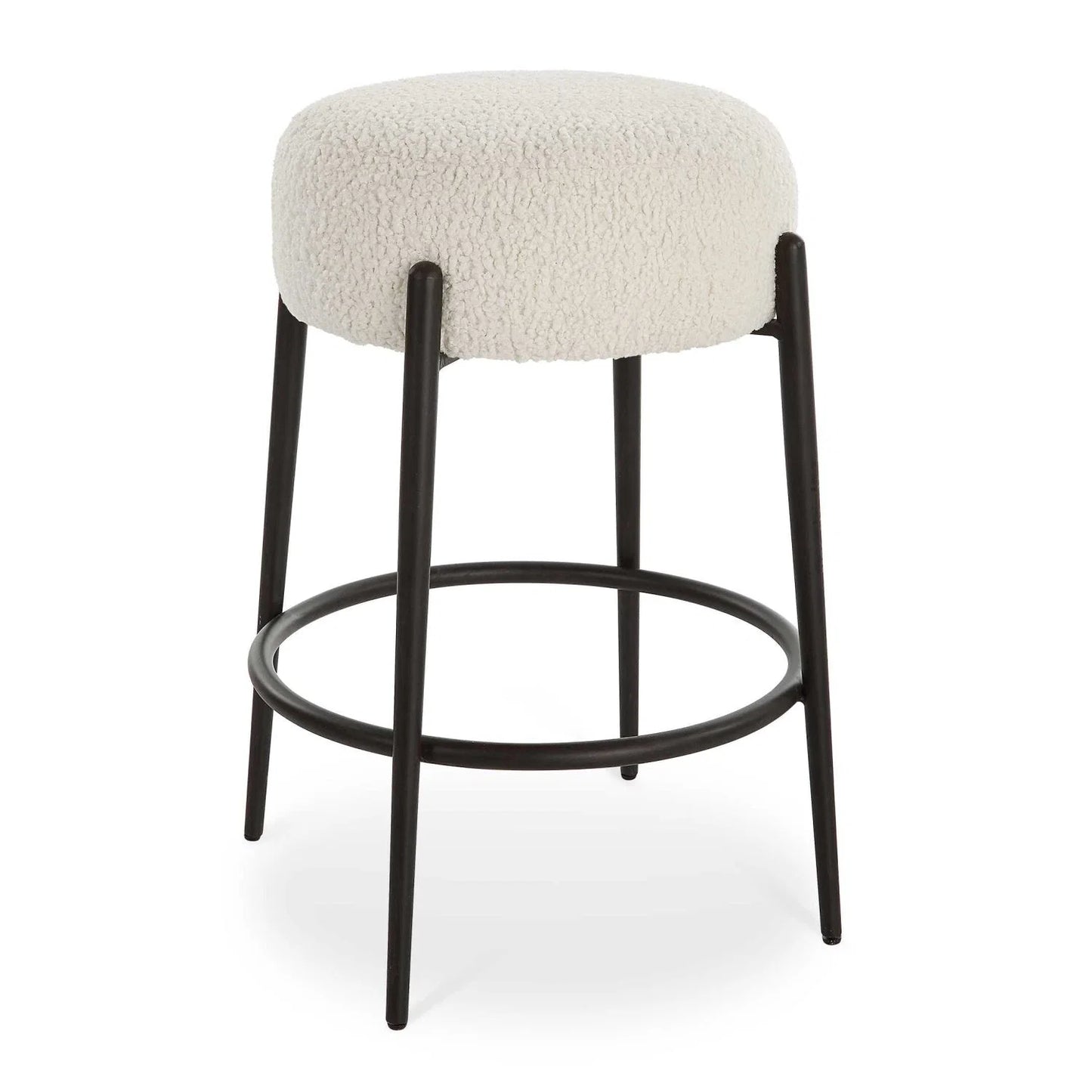 Luxury Upholstered Modern Shearling Counter Stool European Style for Villa
