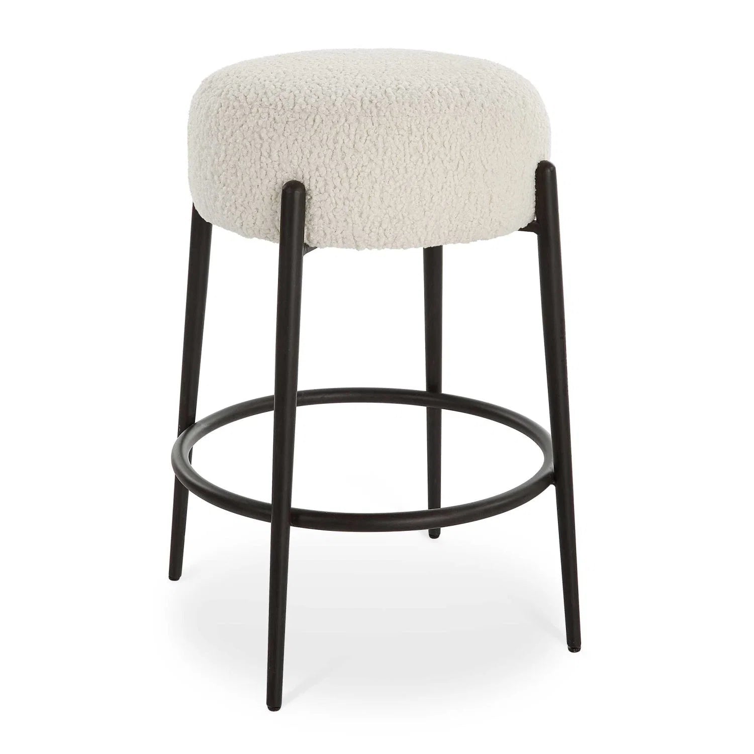 Luxury Upholstered Modern Shearling Counter Stool European Style for Villa