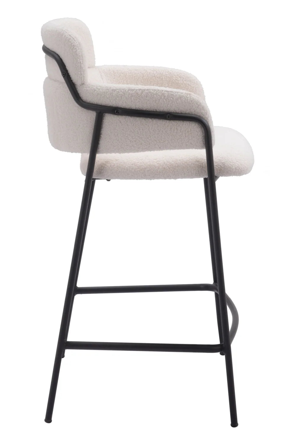 Luxury Upholstered Modern Shearling Counter Stool European Style for Villa