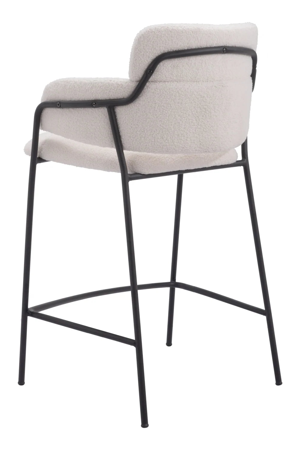 Luxury Upholstered Modern Shearling Counter Stool European Style for Villa