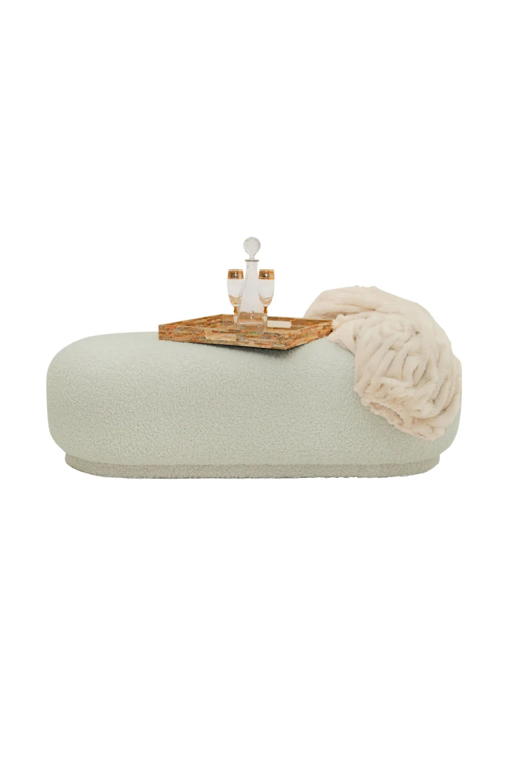 Luxury Upholstered Modern Sherpa Ottoman European Style for Villa