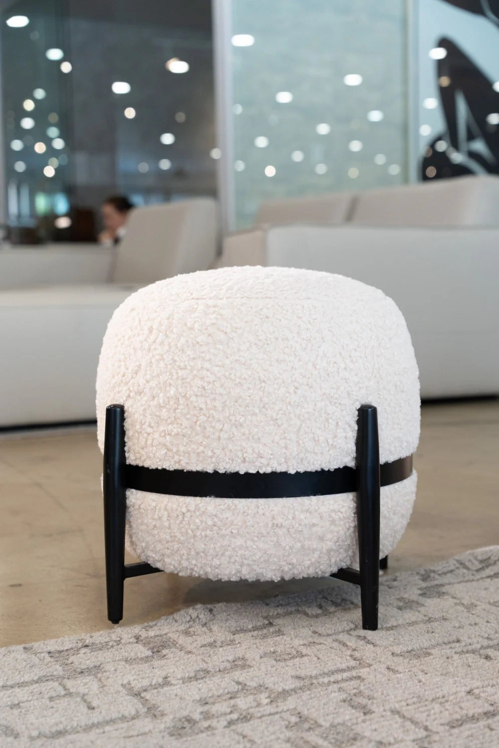 Luxury Upholstered Modern Sherpa Ottoman European Style for Villa